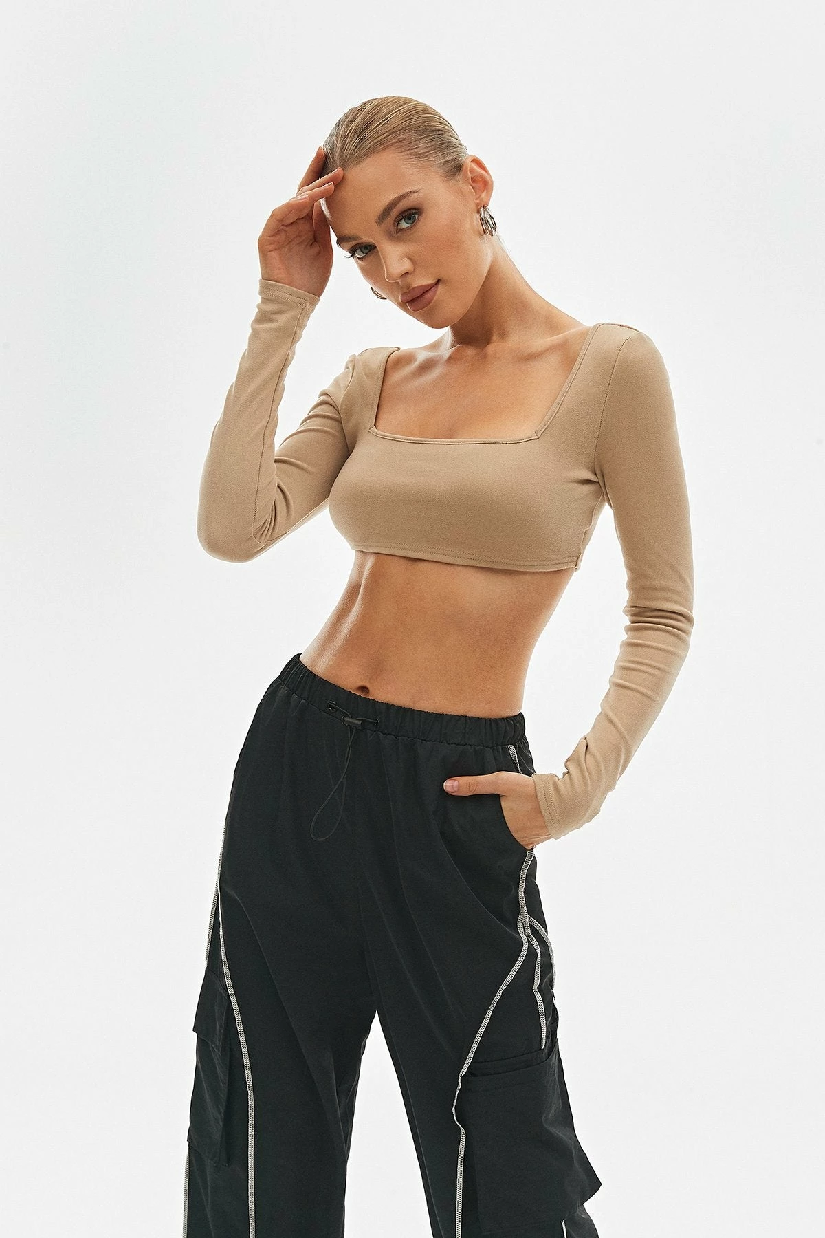 SOLADO Square Neck Solid Long Sleeve Crop Top 3 SOLADO Square Neck Solid Long Sleeve Crop Top