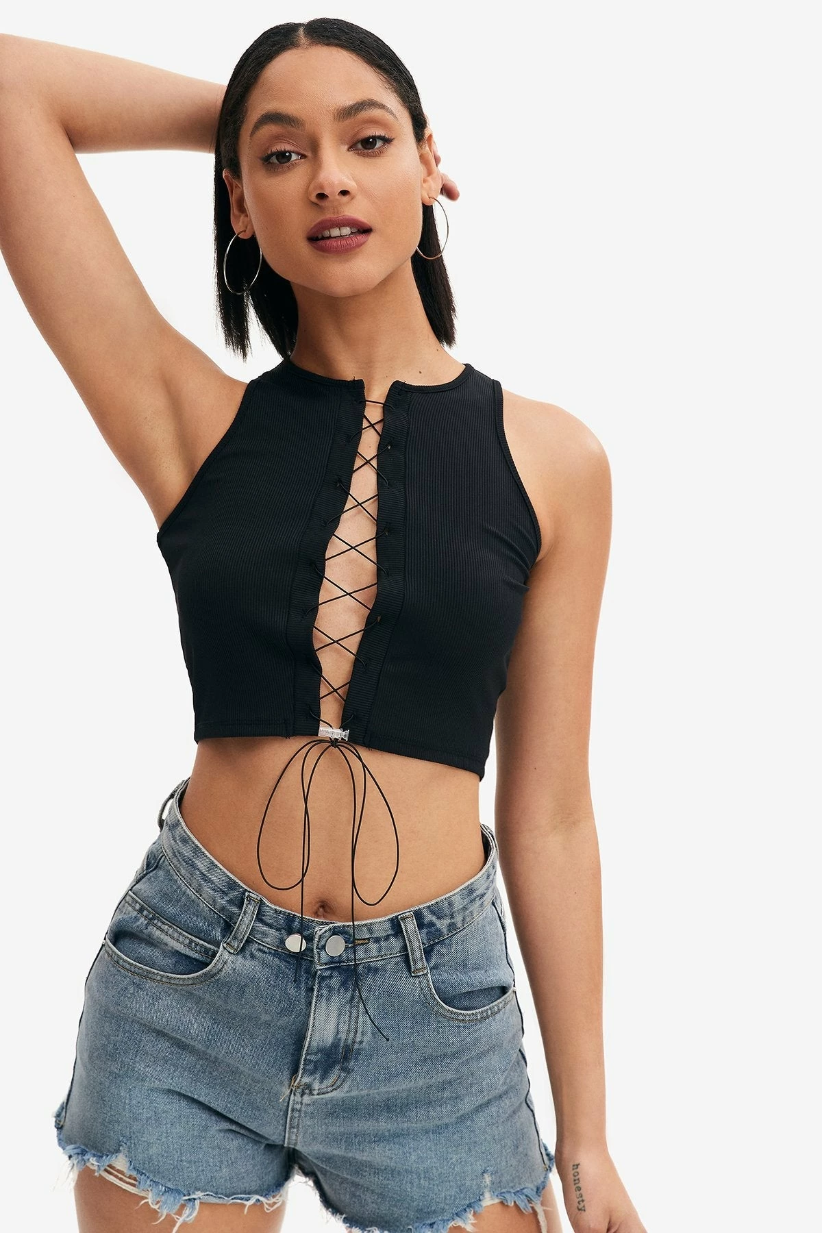 Solado Lace Up Ribbed Crop Tank Top 9 Solado Lace Up Ribbed Crop Tank Top - Image 7