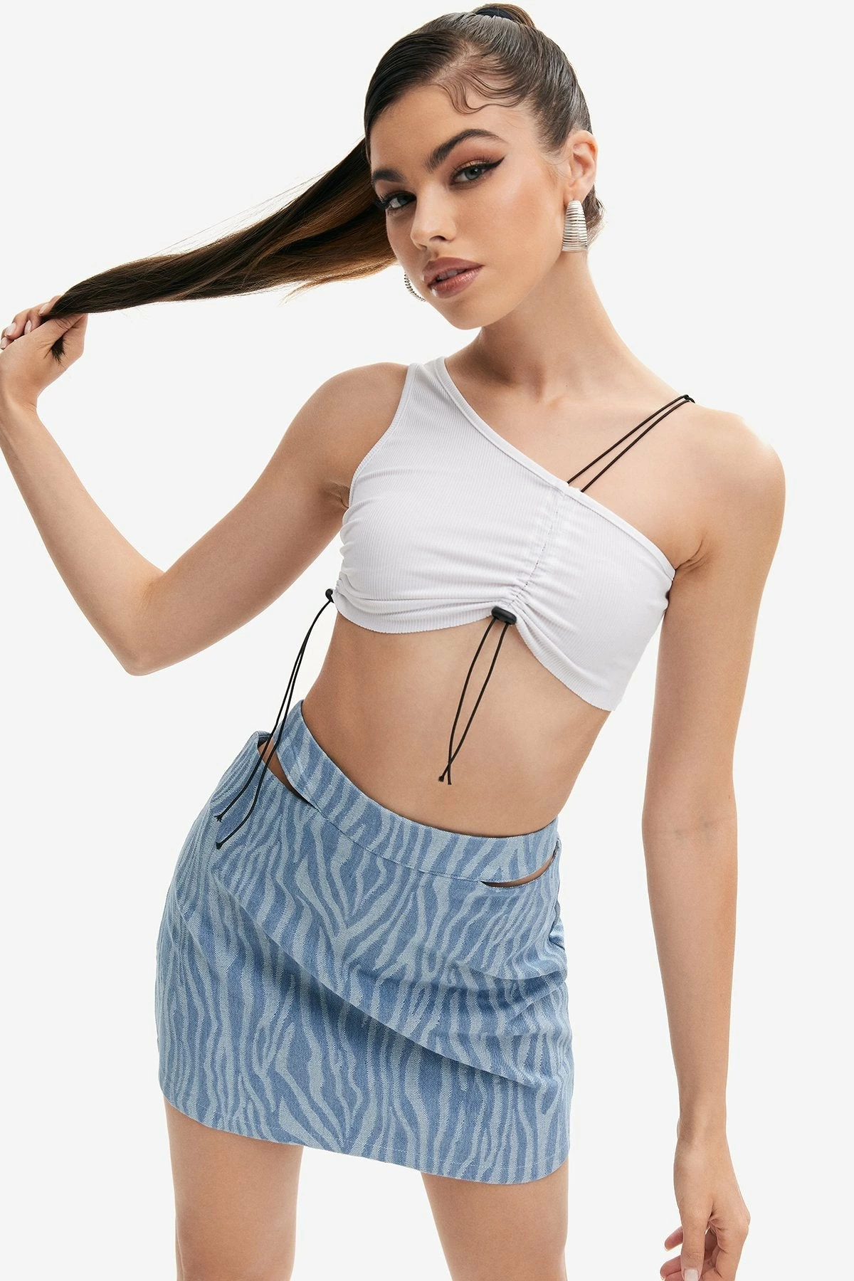 Solado One Shoulder Drawstring Desgin Crop Tank Top 3 Solado One Shoulder Drawstring Desgin Crop Tank Top