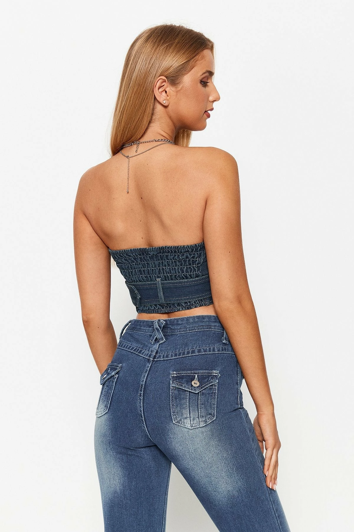 Solado Zipper Front Belt Decor Asymmetrical Hem Tube Tank Top 5 Solado Zipper Front Belt Decor Asymmetrical Hem Tube Tank Top - Image 3