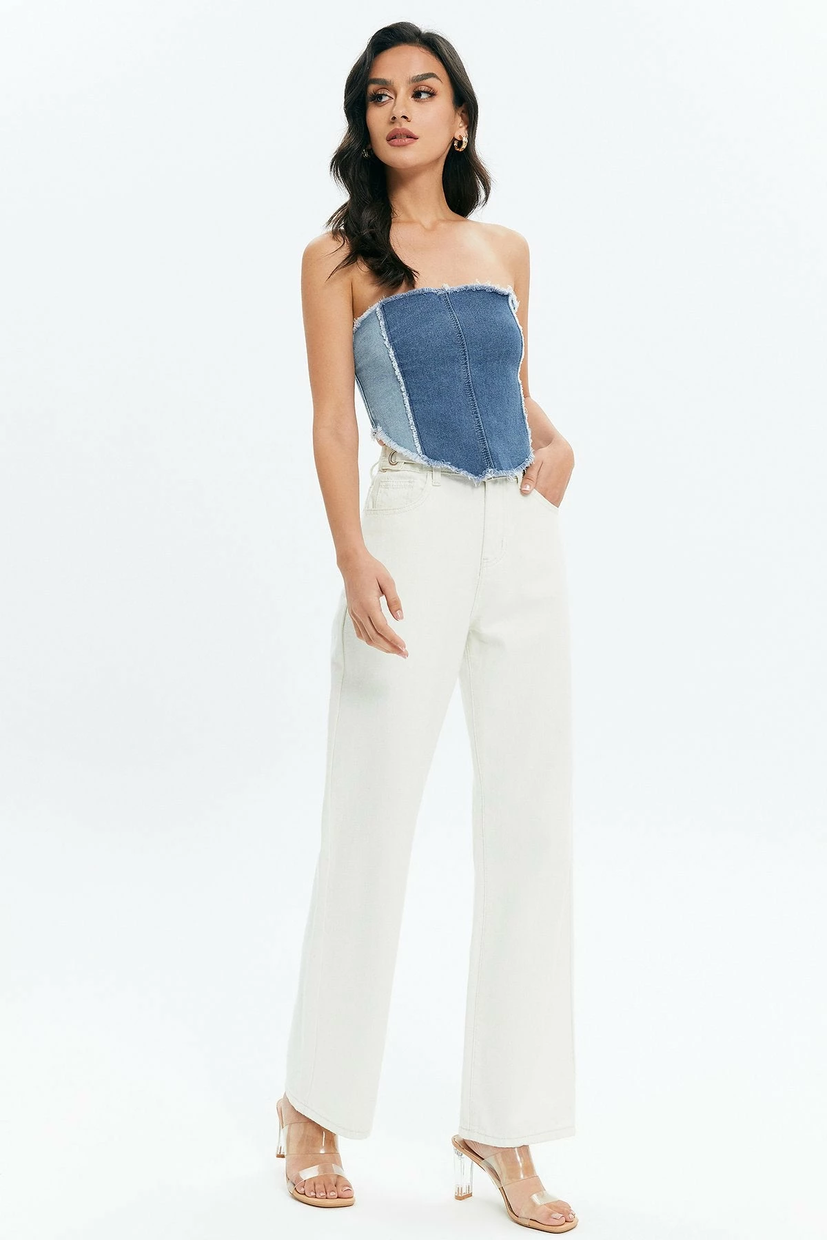 Solado Two Tone Raw Hem Zip Back Tube Corset Top 7 Solado Two Tone Raw Hem Zip Back Tube Corset Top - Image 5