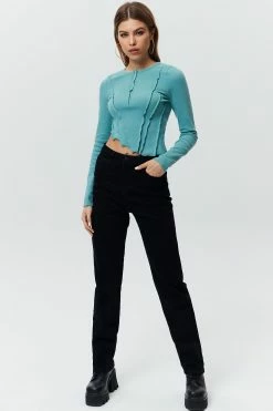 Alternative view of Solado Shirred Frill Trim Irregular Hem Long Sleeve Top