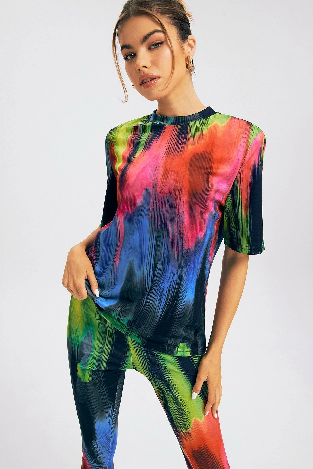 Solado Abstract Print Short Sleeve Colorblock T-Shirt 3 Solado Abstract Print Short Sleeve Colorblock T-Shirt