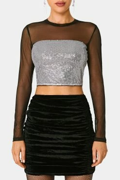 SOLADO Mesh Splicing Sequin Long Sleeve Crop Top -SOLADO Shop jpeg 3078ca3f ebb2 455e 998a e75f9edba351 1800x1800
