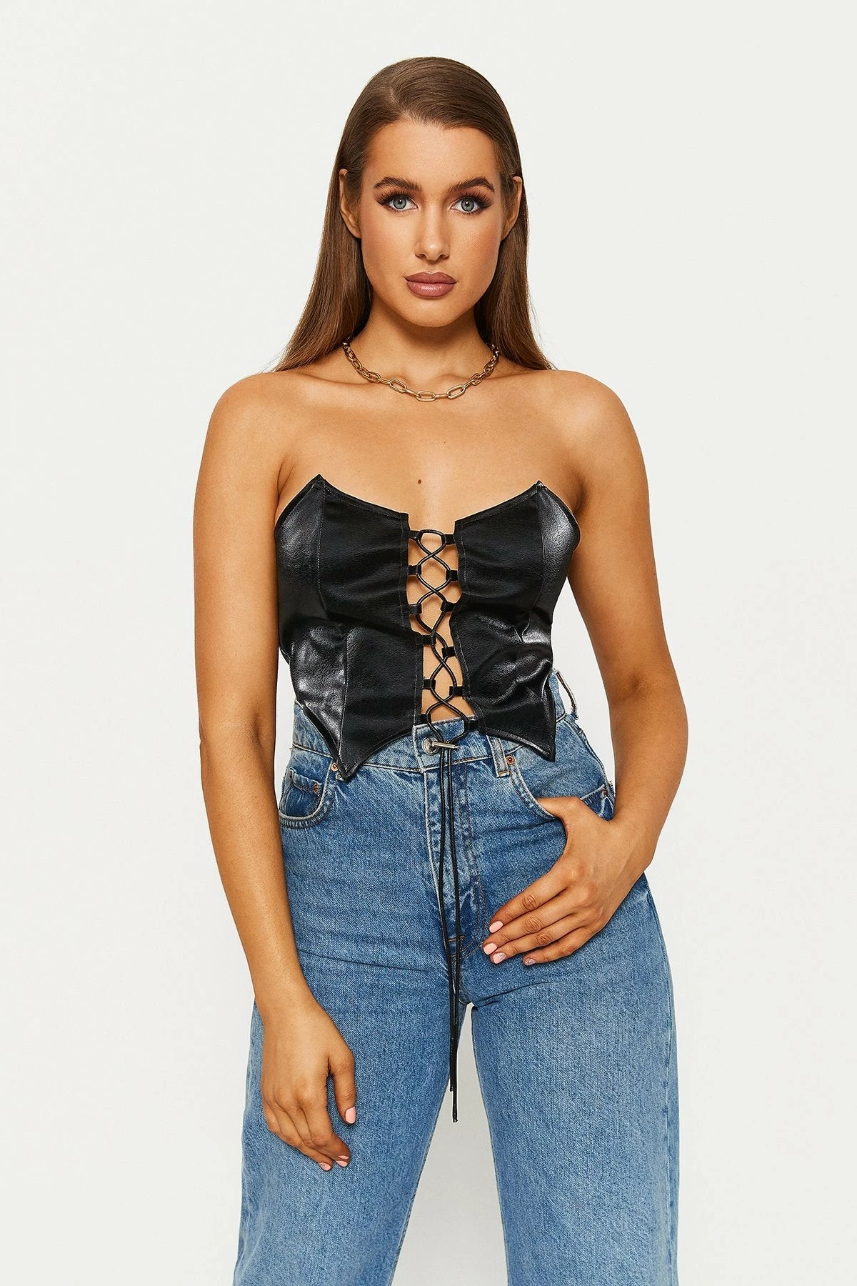 Solado Lace Up Asymmetrical Hem Tube Crop Top 4 Solado Lace Up Asymmetrical Hem Tube Crop Top - Image 2
