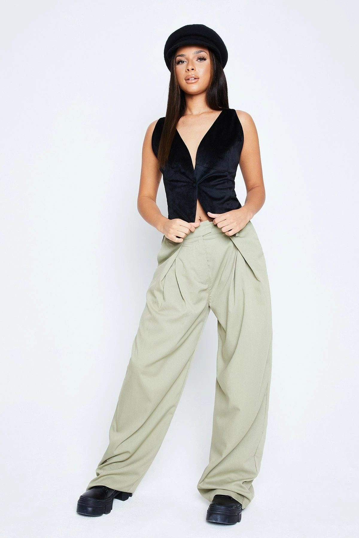 Solado Plunging Neck Button Front Backless Velvet Tank Top 6 Solado Plunging Neck Button Front Backless Velvet Tank Top - Image 4