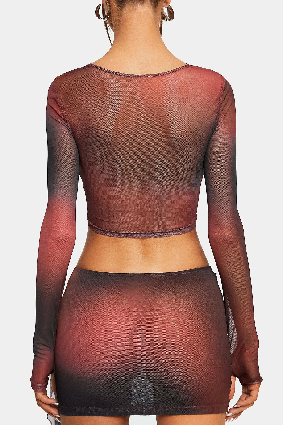 SOLADO Gradient Cut Out Cold Shoulder Mesh Long Sleeve Top 9 SOLADO Gradient Cut Out Cold Shoulder Mesh Long Sleeve Top - Image 7