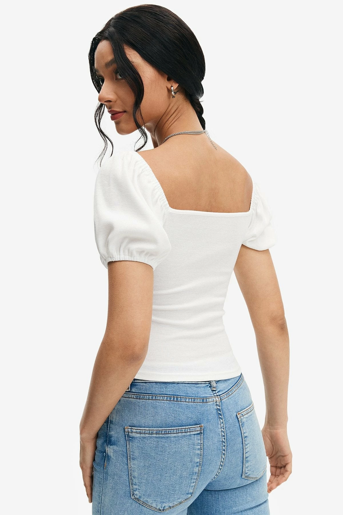 Solado Puff Sleeve Tie Front Cut Out Crop Top 7 Solado Puff Sleeve Tie Front Cut Out Crop Top - Image 5