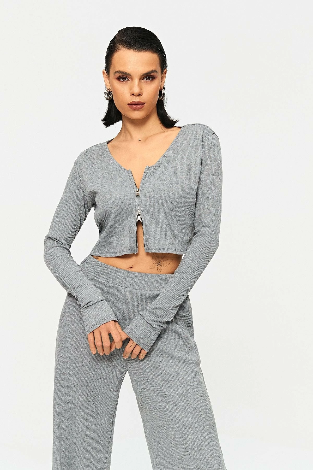 SOLADO U Neck Zipper Front Ribbed Long Sleeve Top 3 SOLADO U Neck Zipper Front Ribbed Long Sleeve Top