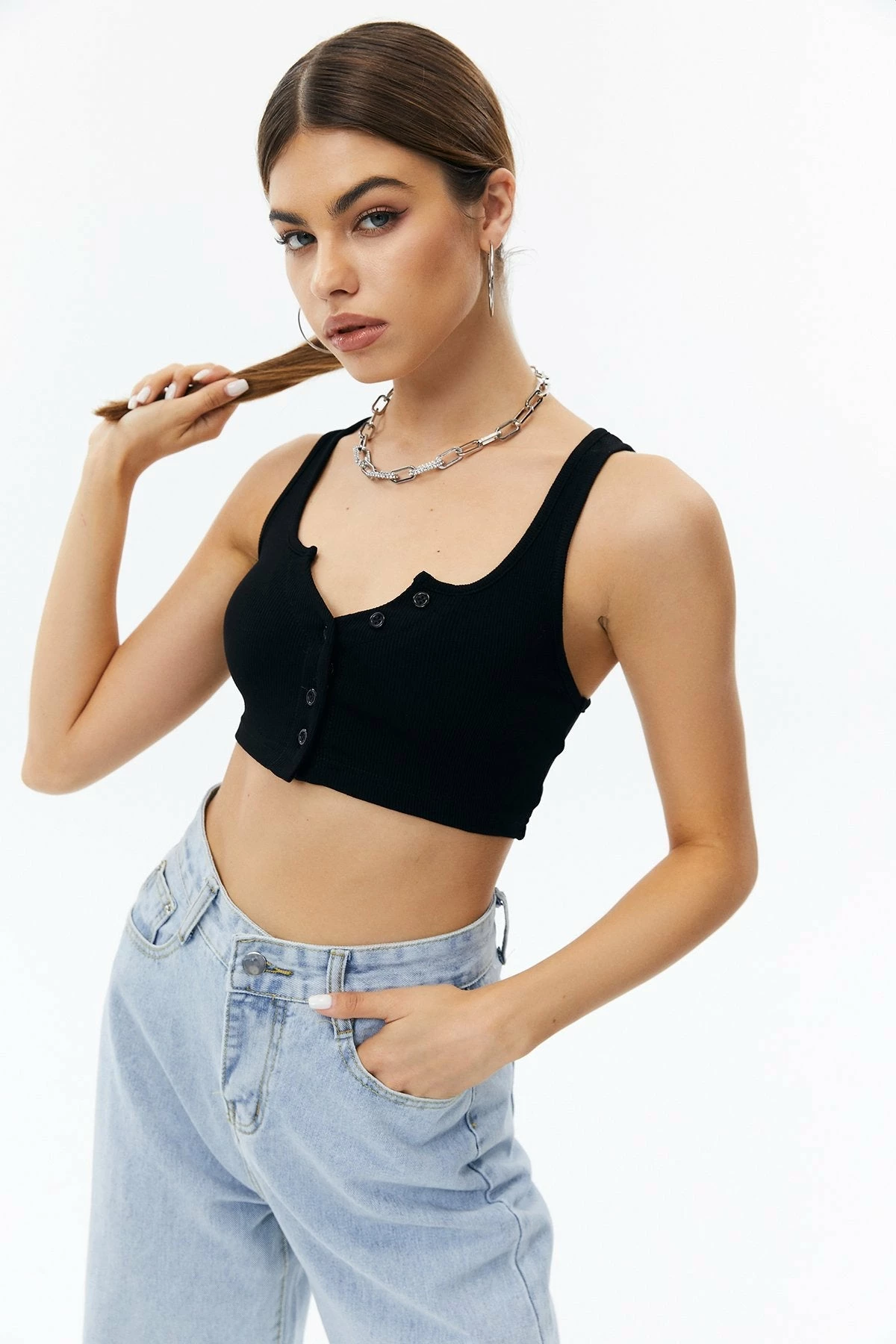Solado Notched Neck Ribbed Crop Tank Top 3 Solado Notched Neck Ribbed Crop Tank Top