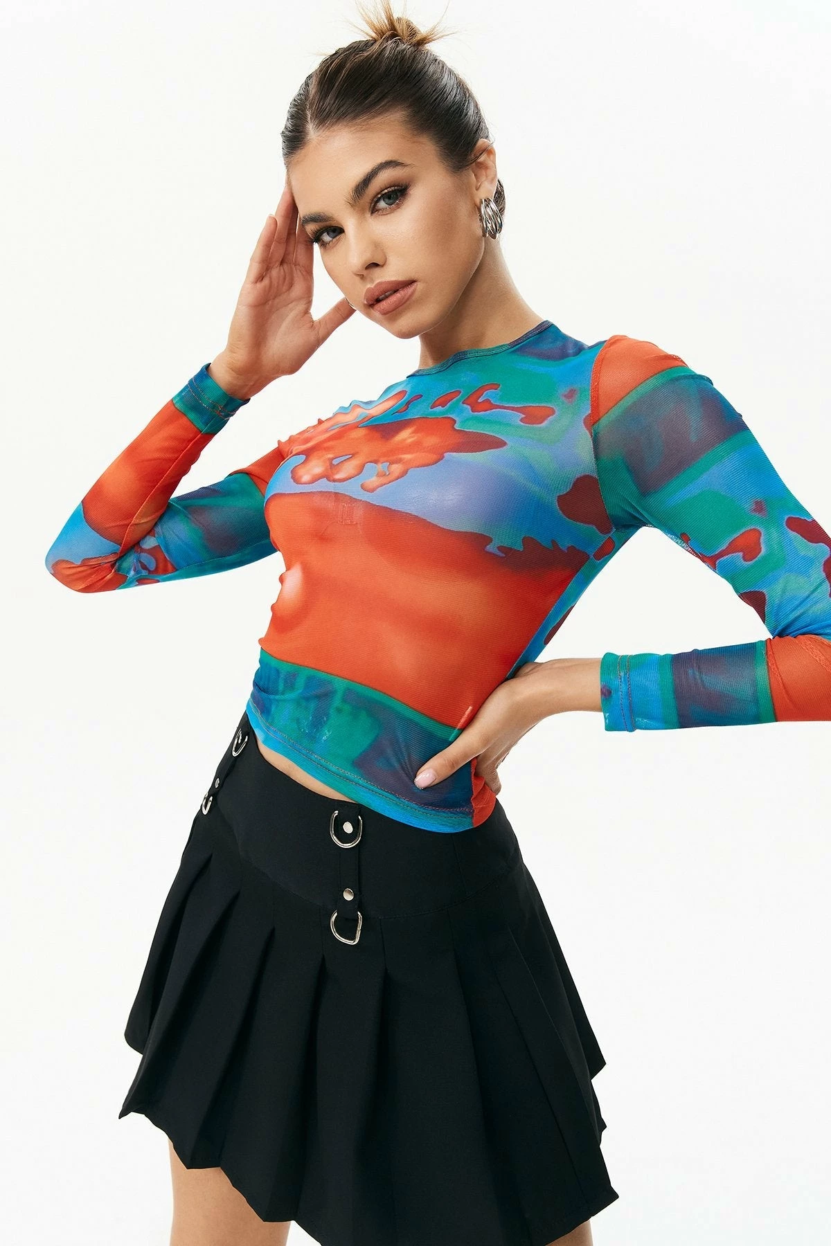 Solado Abstract Print Mesh Long Sleeve Top 6 Solado Abstract Print Mesh Long Sleeve Top - Image 4