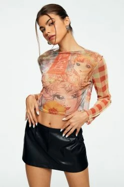 Alternative view of Solado Mesh Character Print Long Sleeve Crop Top