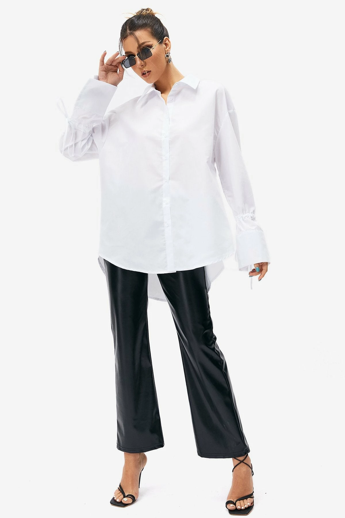SOLADO Button Front Tie Sleeve Oversize Blouse 7 SOLADO Button Front Tie Sleeve Oversize Blouse - Image 5