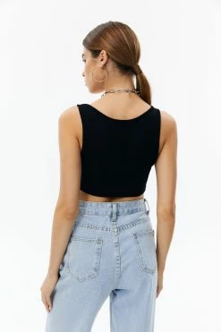 Alternative view of Solado Notched Neck Ribbed Crop Tank Top