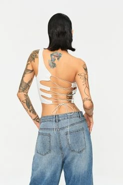 Alternative view of Solado One Shoulder Lace Up Sleeveless Crop Top