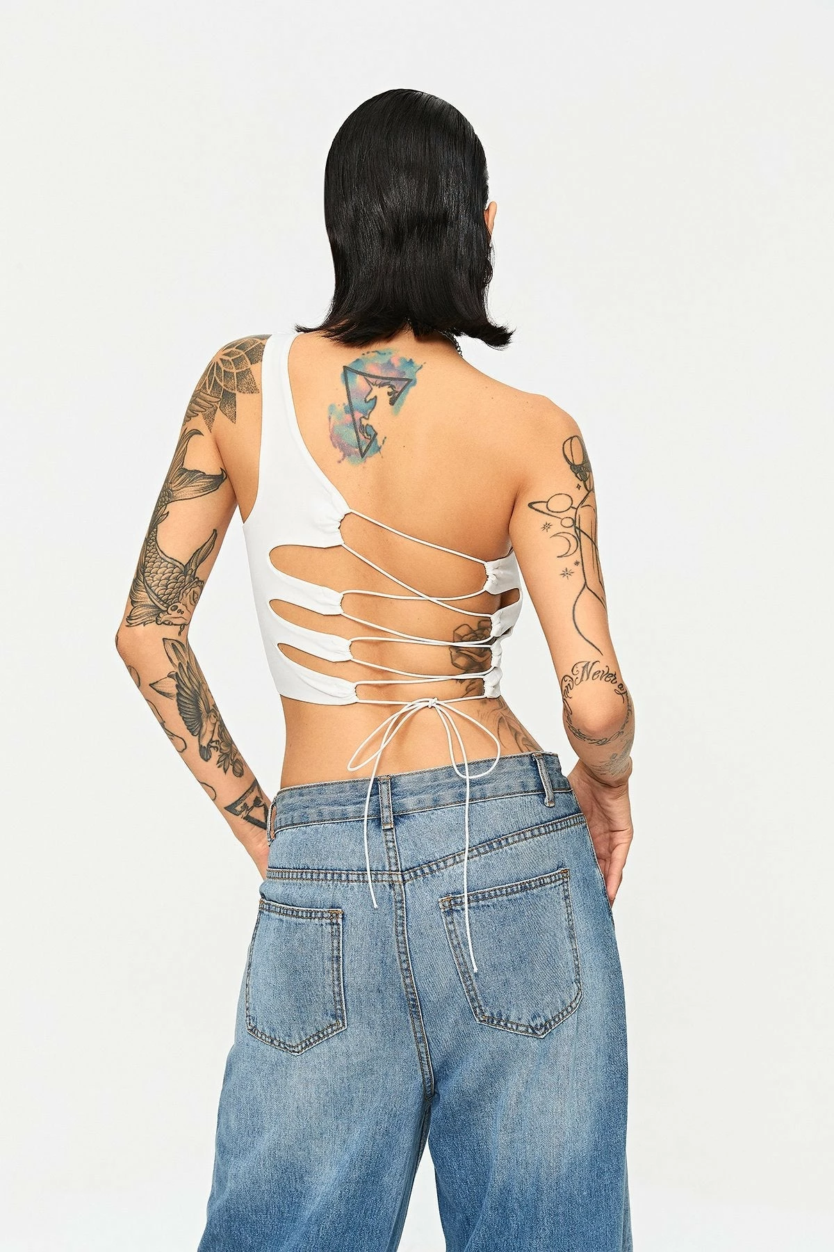 Solado One Shoulder Lace Up Sleeveless Crop Top 4 Solado One Shoulder Lace Up Sleeveless Crop Top - Image 2