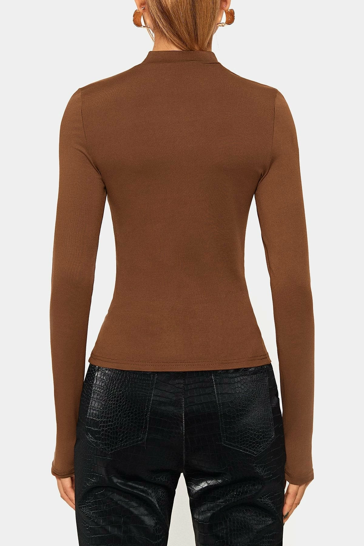 SOLADO Mock Neck Ruched Solid Long Sleeve Top 9 SOLADO Mock Neck Ruched Solid Long Sleeve Top - Image 7