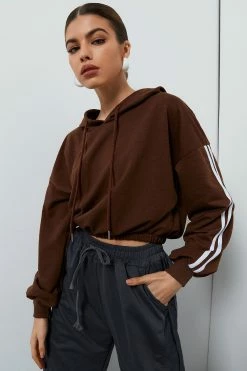 Solado Striped Print Crop Hoodie