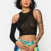 SOLADO Cold Shoulder One Sleeve Crop Top