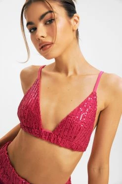 Solado Sequin Plunging Neck Backless Corset Top