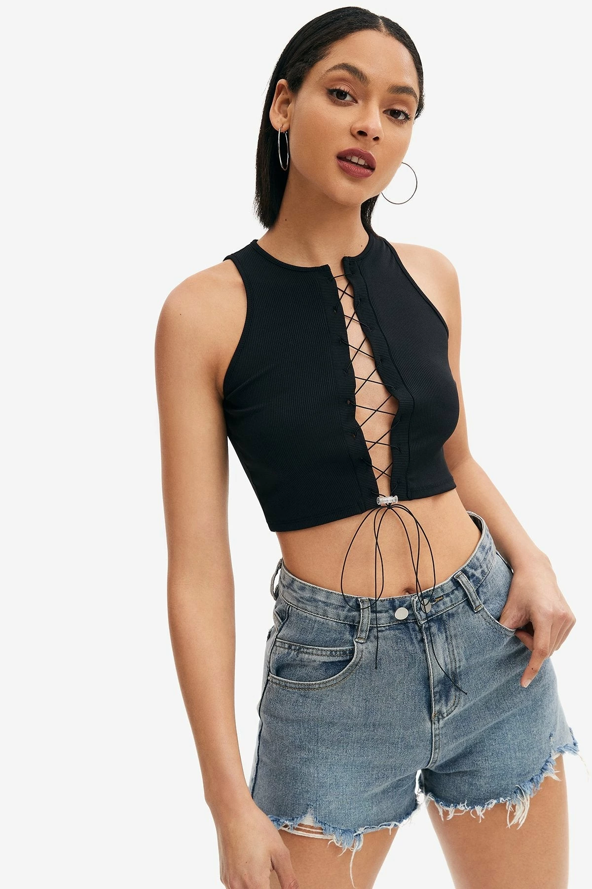 Solado Lace Up Ribbed Crop Tank Top 8 Solado Lace Up Ribbed Crop Tank Top - Image 6