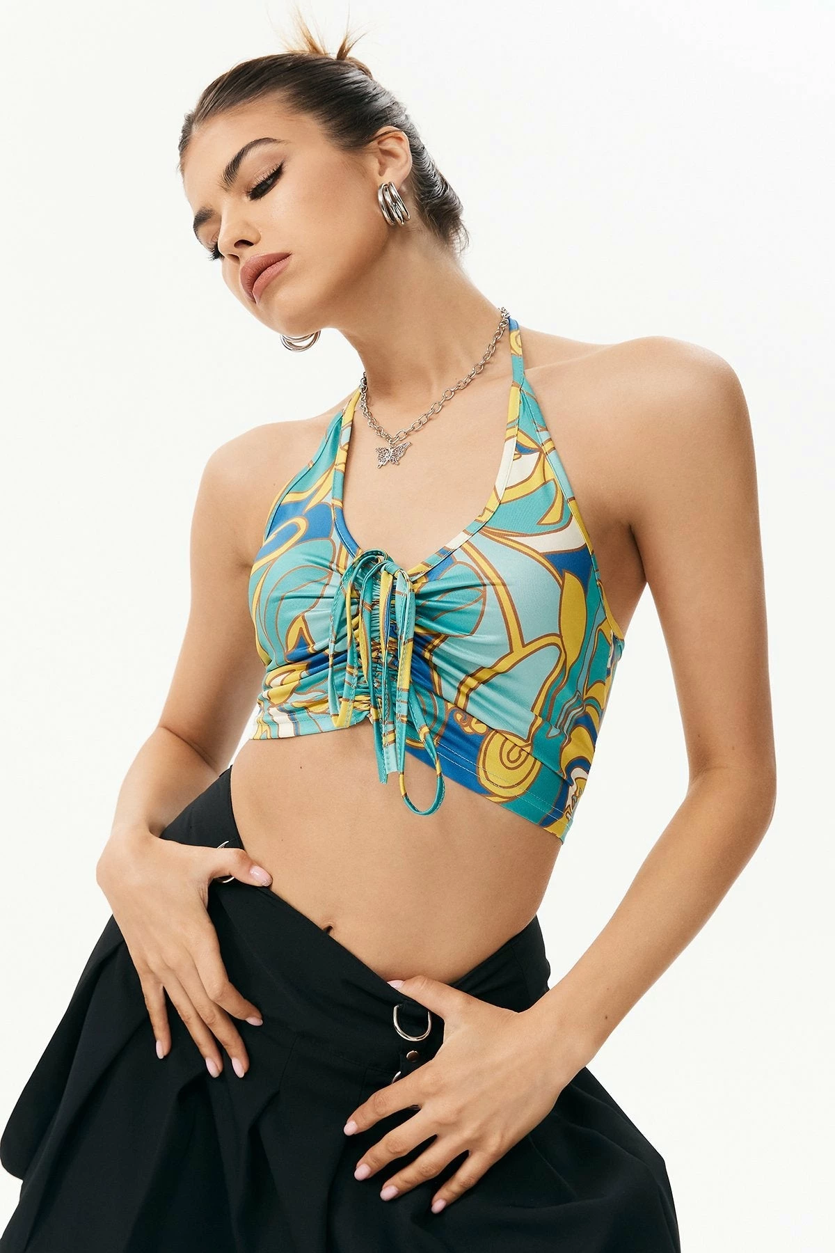 Solado Halter Neck Abstract Print Crop Top 5 Solado Halter Neck Abstract Print Crop Top - Image 3