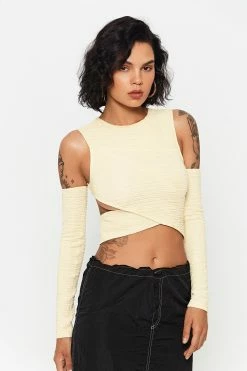 SOLADO Cut Out Cross Wrap Tank Top With Oversleeve
