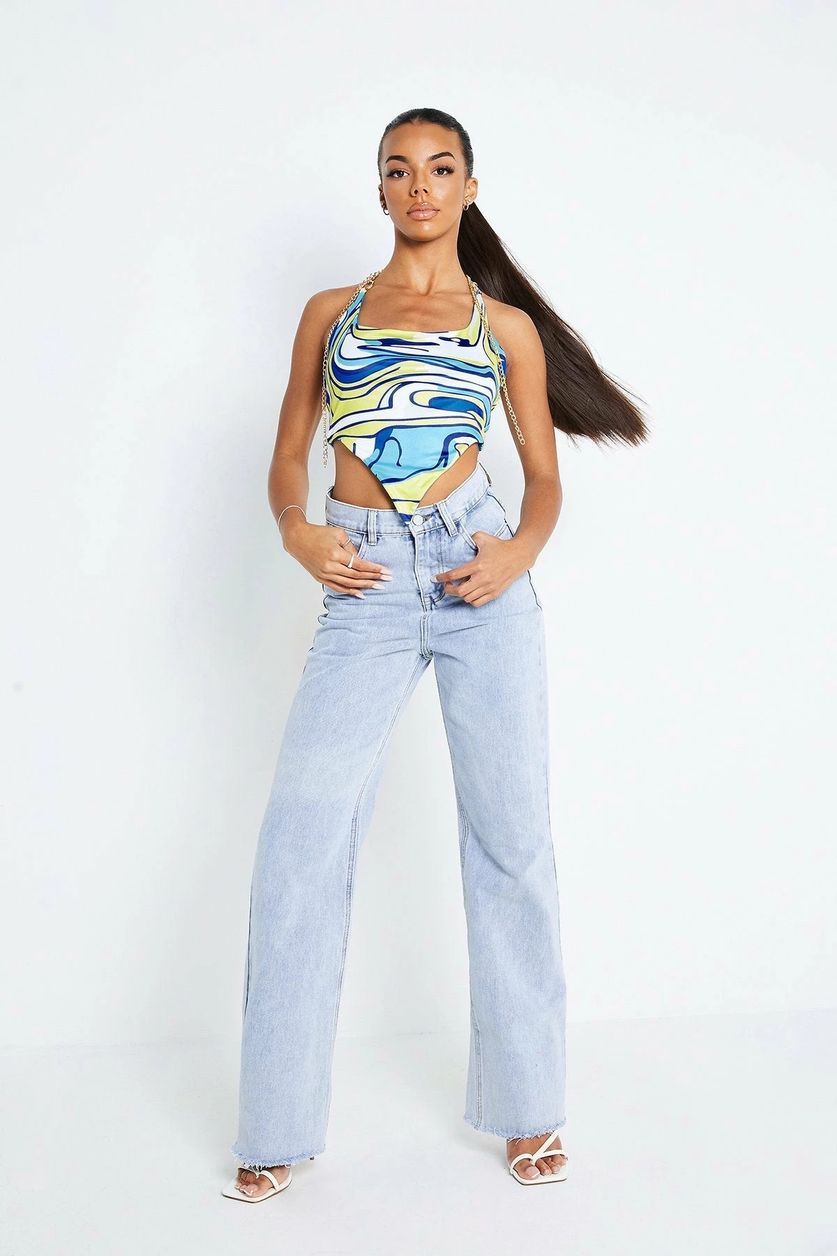 Solado Halter Neck Abstract Print Hanky Hem Crop Top 6 Solado Halter Neck Abstract Print Hanky Hem Crop Top - Image 4