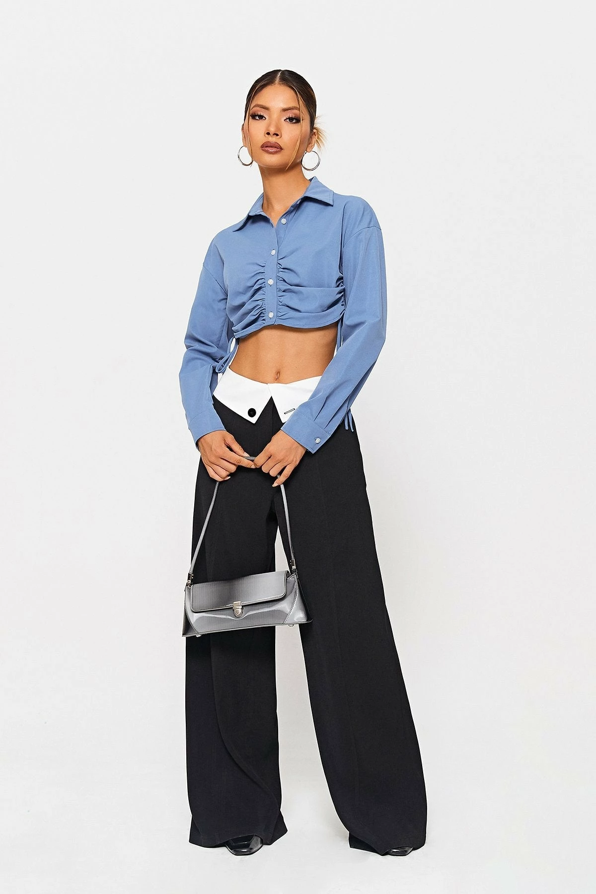 SOLADO Lapel Neck Drawstring Ruched Long Sleeve Shirt 6 SOLADO Lapel Neck Drawstring Ruched Long Sleeve Shirt - Image 4