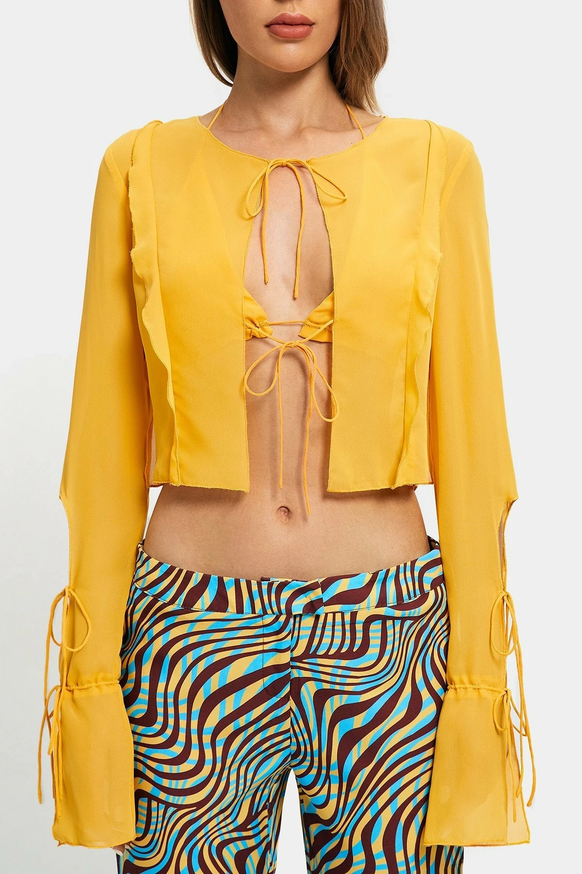 SOLADO Two Piece Tie Detail Chiffon Long Sleeve Top 9 SOLADO Two Piece Tie Detail Chiffon Long Sleeve Top - Image 7