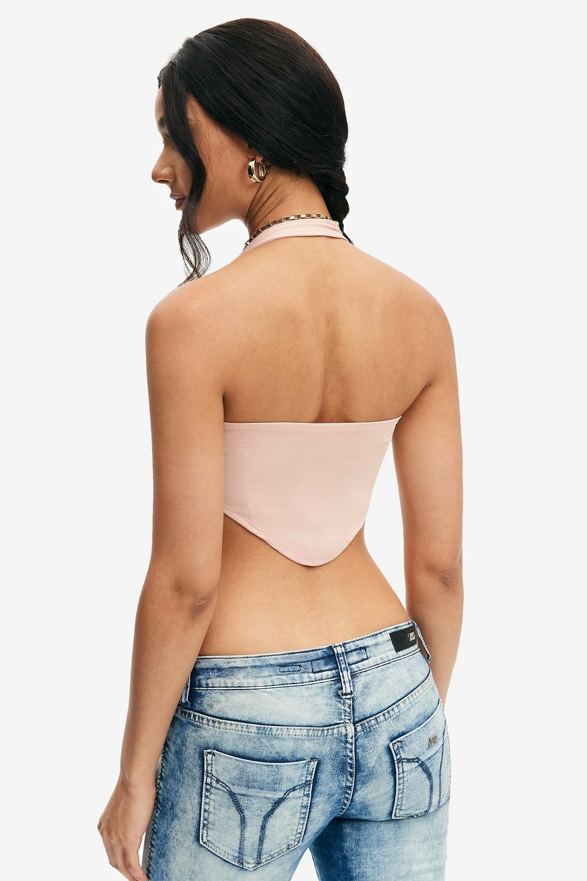 Solado Halter Neck Curved Hem Backless Crop Top 4 Solado Halter Neck Curved Hem Backless Crop Top - Image 2