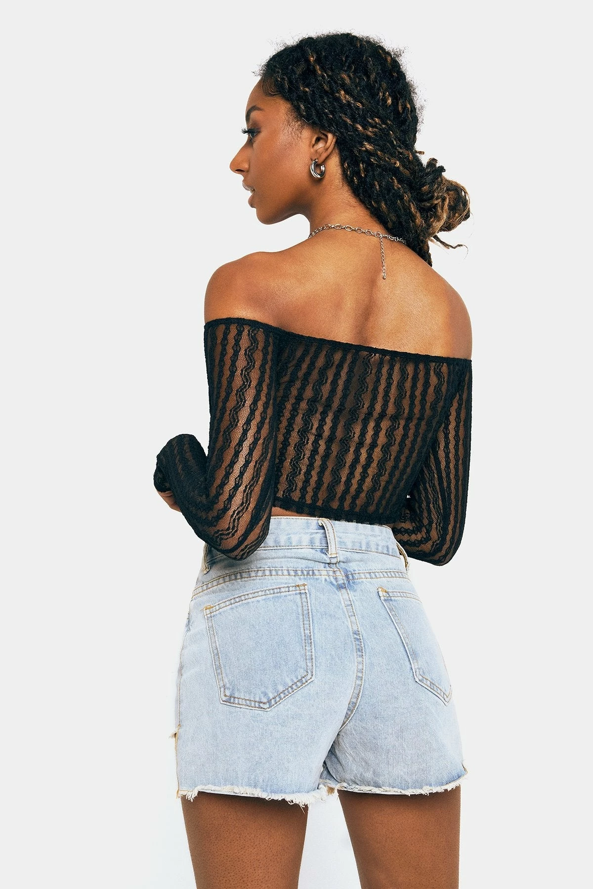 SOLADO Lace Cut Out Off Shoulder Long Sleeve Top 4 SOLADO Lace Cut Out Off Shoulder Long Sleeve Top - Image 2