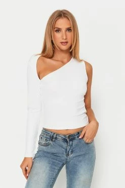 Solado Asymmetrical Neck One Sleeve Solid T-Shirt