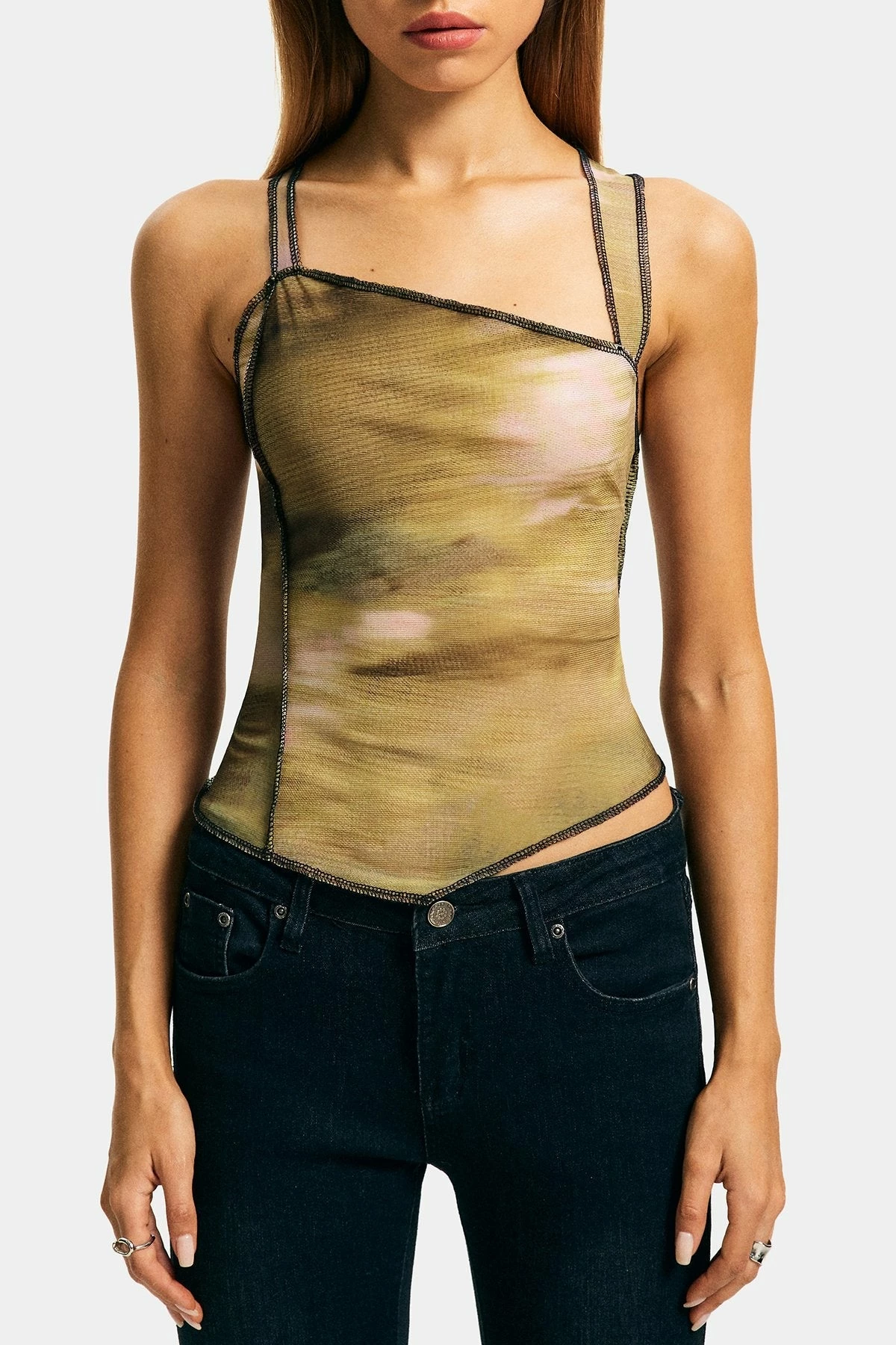 Solado Top-Stitching Abstract Print Cross Back Tank Top 8 Solado Top-Stitching Abstract Print Cross Back Tank Top - Image 6