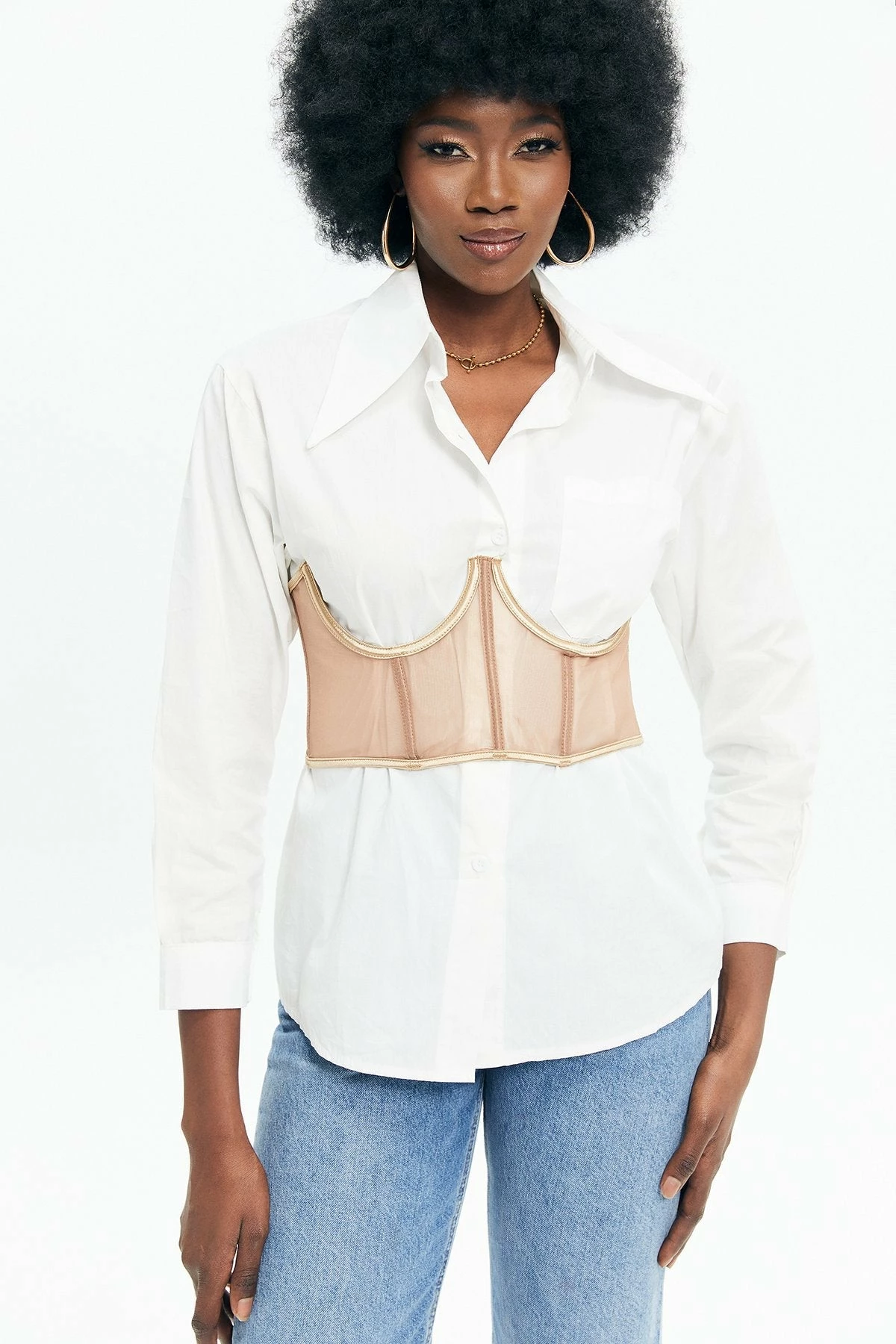 Solado Mesh Lace Up Back Corset Belt Without Blouse 5 Solado Mesh Lace Up Back Corset Belt Without Blouse - Image 3