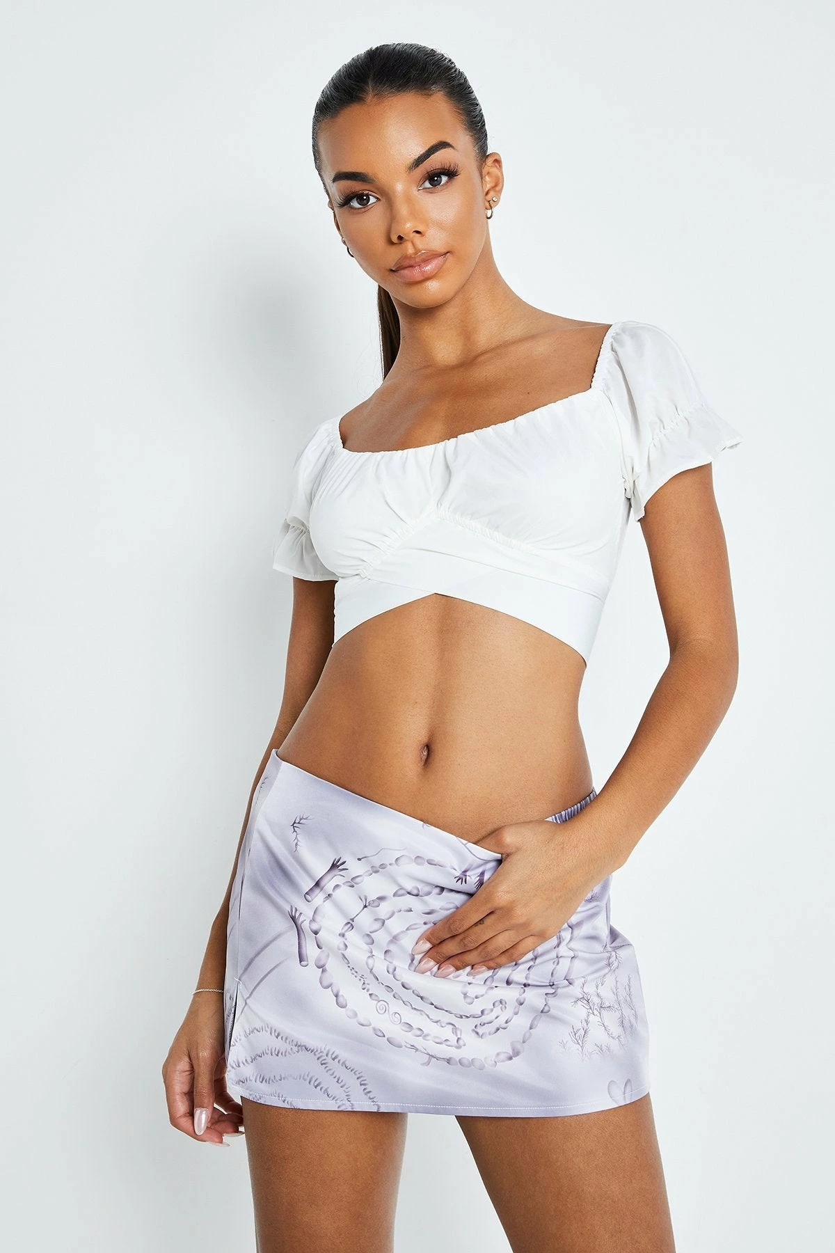 Solado Square Neck Puff Sleeve Tie Back Crop Top 3 Solado Square Neck Puff Sleeve Tie Back Crop Top