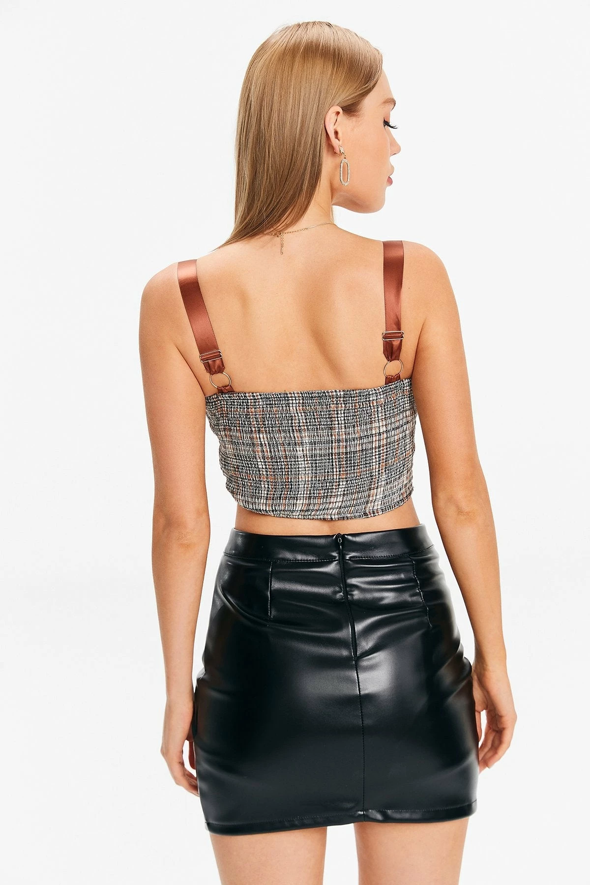 Solado Check Print Curved Hem Backless Tank Top 4 Solado Check Print Curved Hem Backless Tank Top - Image 2