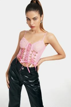 Alternative view of Solado Mesh Floral Lace Tie Detail Crop Top