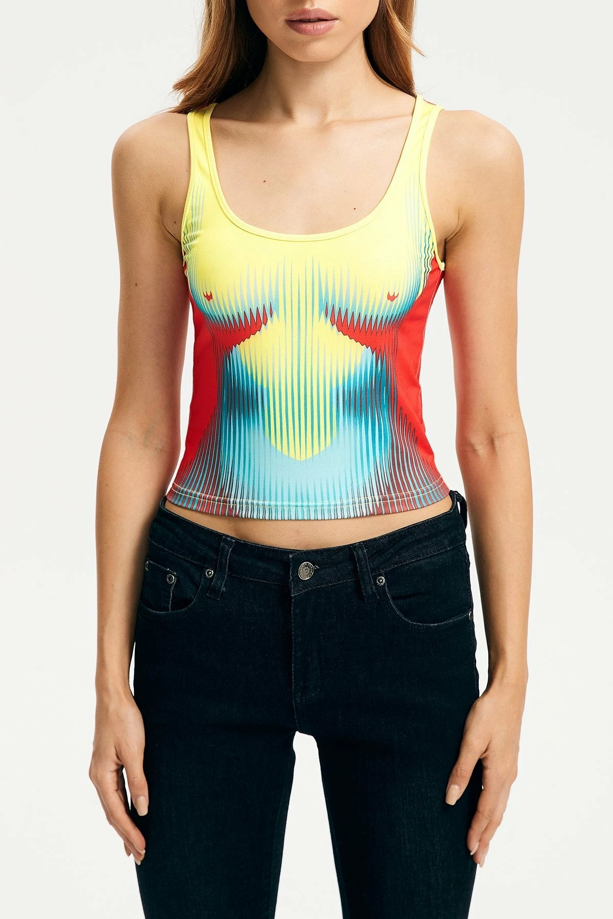 SOLADO Abstract Print Contrast Color Sleeveless Tank Top 8 SOLADO Abstract Print Contrast Color Sleeveless Tank Top - Image 6