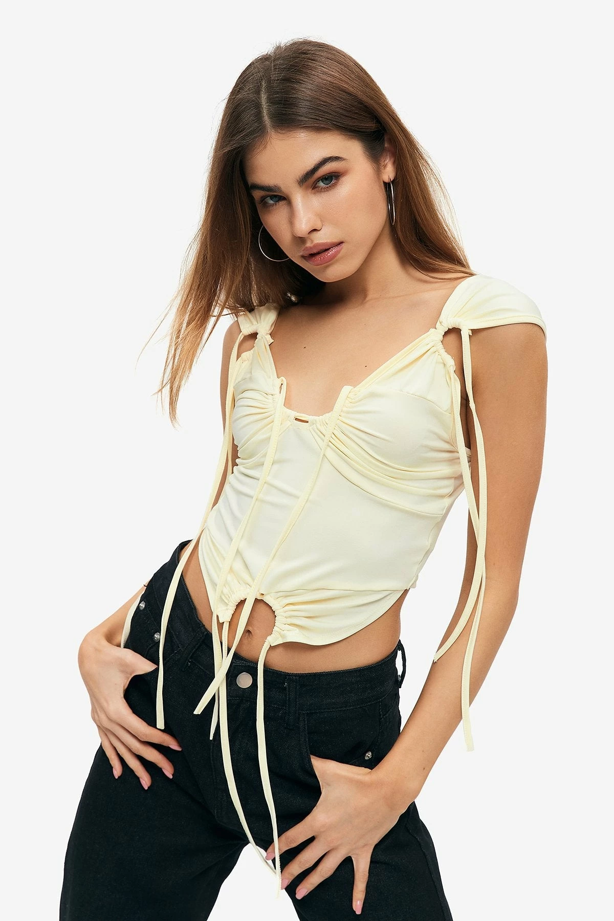 Solado Drawstring Ruched Backless Sleeveless Crop Top 5 Solado Drawstring Ruched Backless Sleeveless Crop Top - Image 3