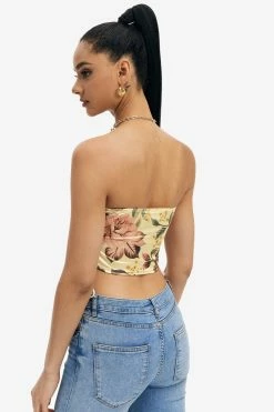 Alternative view of Solado Satin Floral Print Lace Up Tube Corset Top