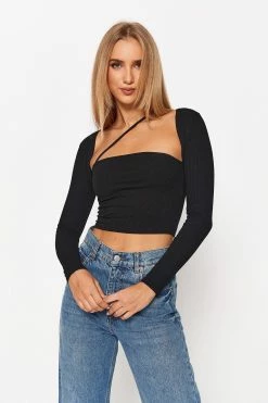 Solado 2 In 1 Square Neck Solid Long Sleeve Top