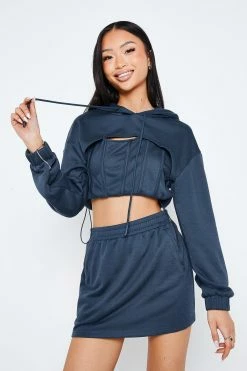 SOLADO 2 In 1 Cut Out Drawstring Long Sleeve Hoodie