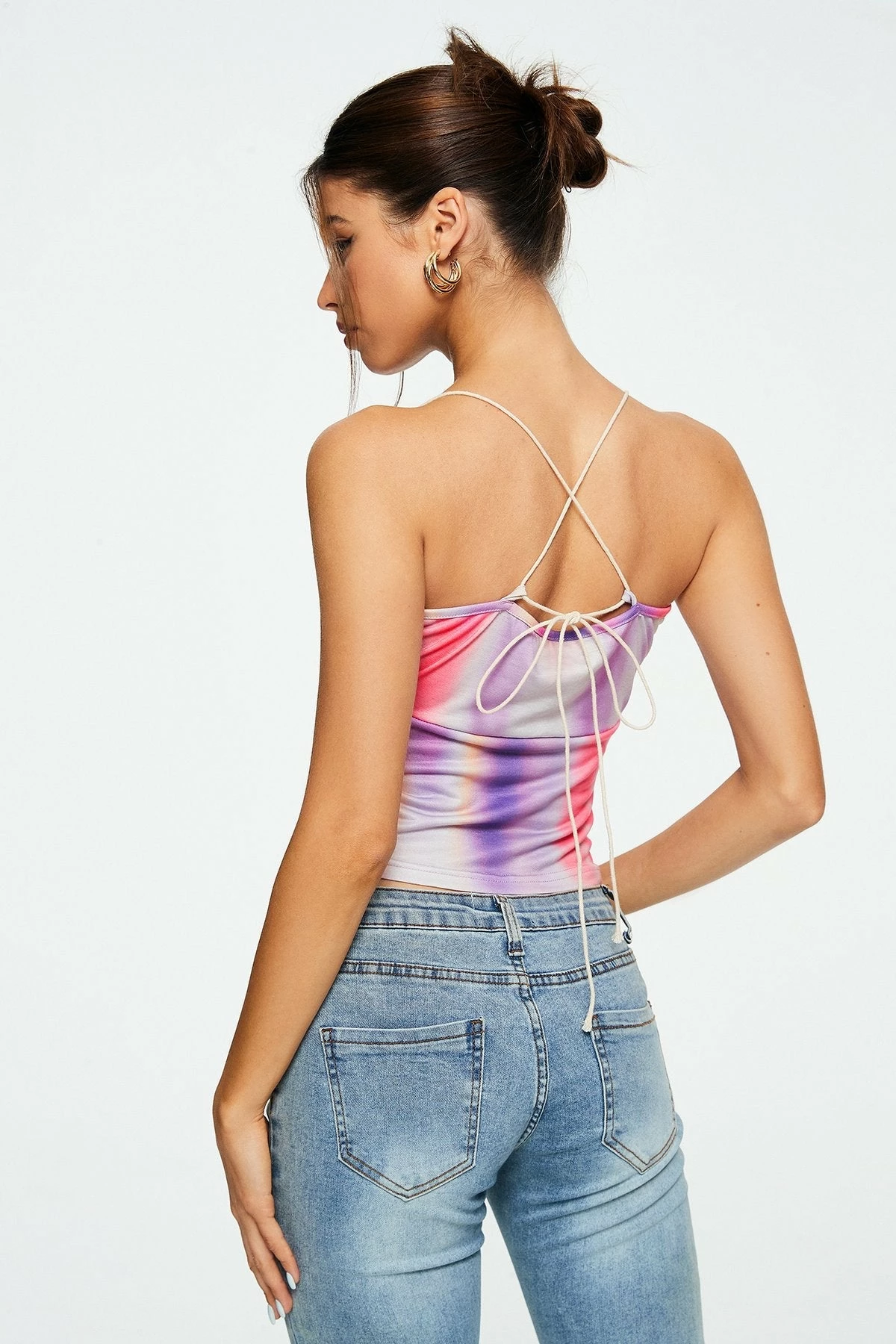 Solado Tie Dye Drawstring Ruched Backless Crop Top 5 Solado Tie Dye Drawstring Ruched Backless Crop Top - Image 3