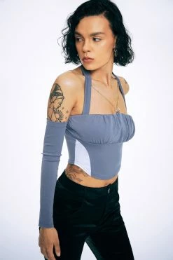 Solado Cold Shoulder Chain Decor Ruched Crop Top With Oversleeve -SOLADO Shop jpeg 526ed8bc 96f4 4270 a855 b73c544f9fce 1800x1800