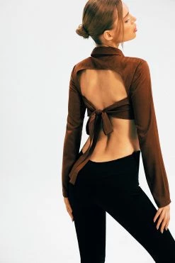 SOLADO Cut Out Cross Wrap Long Sleeve Crop Top