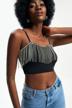Solado Fringe Trim Backless Cami Tank Top