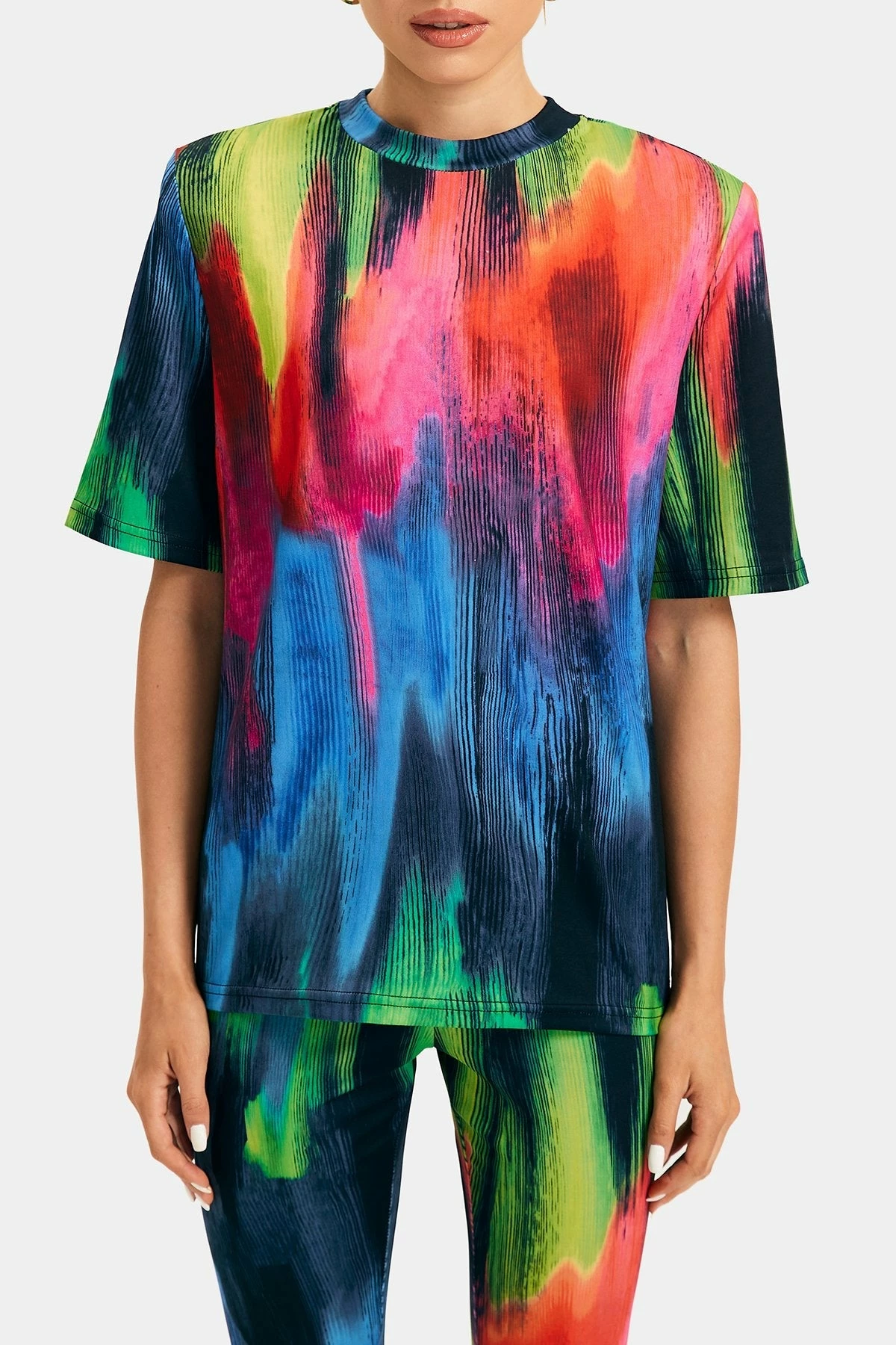 Solado Abstract Print Short Sleeve Colorblock T-Shirt 8 Solado Abstract Print Short Sleeve Colorblock T-Shirt - Image 6