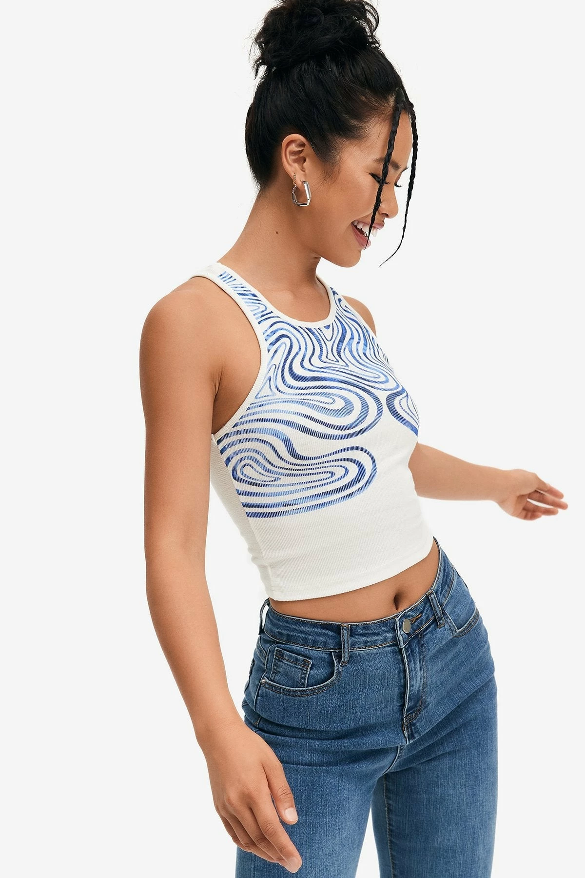 Solado Abstract Printed Ribbed Crop Top 5 Solado Abstract Printed Ribbed Crop Top - Image 3