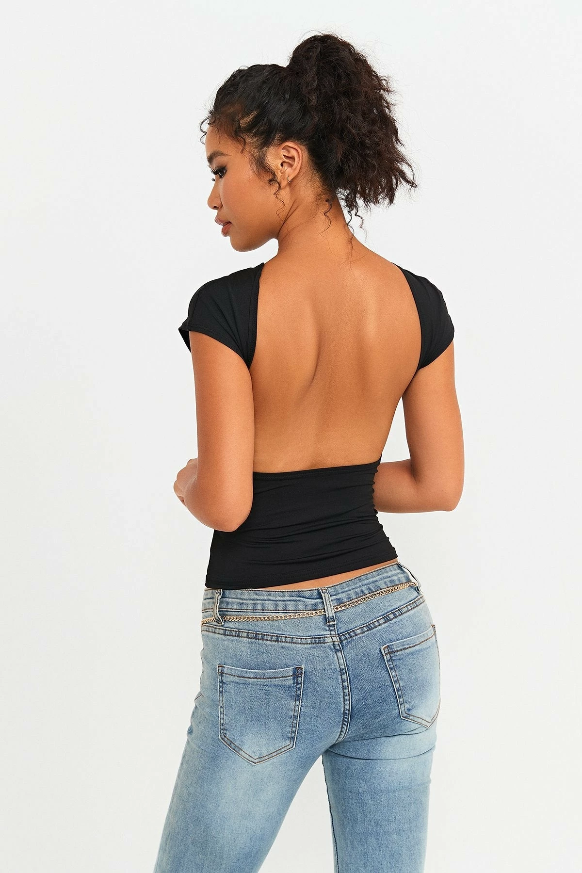 Solado Open Back Short Sleeve Bodycon Crop Top 3 Solado Open Back Short Sleeve Bodycon Crop Top